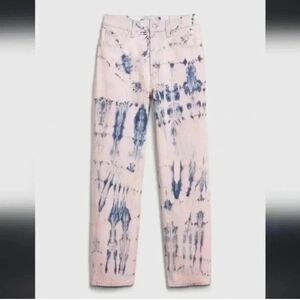 GAP  | Women's Pink/Blue High Rise Tie-Dye Cheeky Straight Jeans